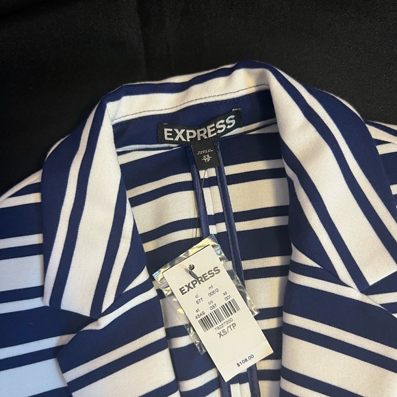 NWT EXPRESS Women's Stripe Blue & White Blazer - Picture 4 of 5